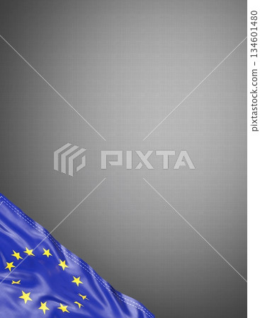 European Union - national flag and gradient background - vertical poster - 3D illustration 134601480