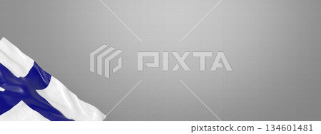 Finland - national flag and gradient background - horizontal banner format - 3D illustration 134601481