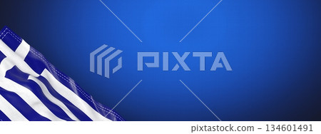 Greece - national flag and gradient background - horizontal banner format - 3D illustration Greece - national flag and gradient background - horizontal banner format - 3D illustration 134601491