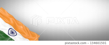 India - national flag and gradient background - horizontal banner format - 3D illustration India - national flag and gradient background - horizontal banner format - 3D illustration 134601501