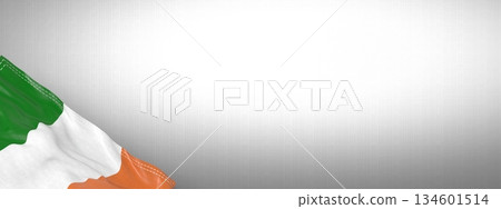 Ireland - national flag and gradient background - horizontal banner format - 3D illustration 134601514