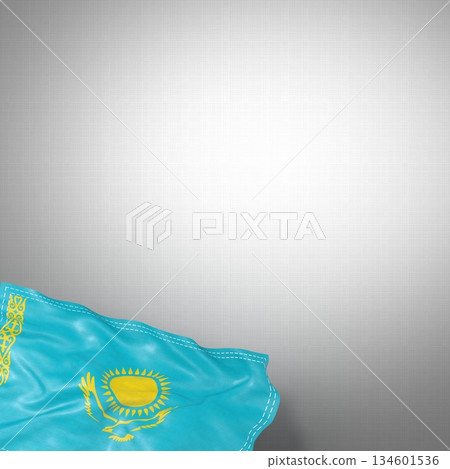 Kazakhstan - national flag and gradient background - square format - 3D illustration 134601536
