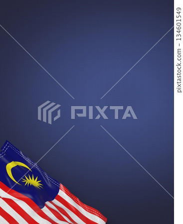 Malaysia - national flag and gradient background - vertical poster - 3D illustration 134601549