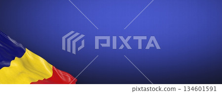 Romania - national flag and gradient background - horizontal banner format - 3D illustration Romania - national flag and gradient background - horizontal banner format - 3D illustration 134601591
