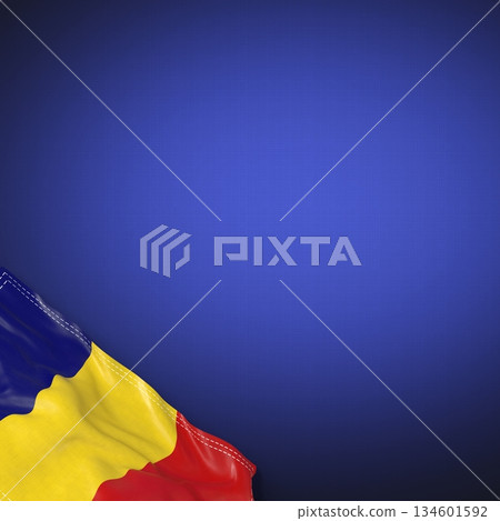 Romania - national flag and gradient background - square format - 3D illustration 134601592