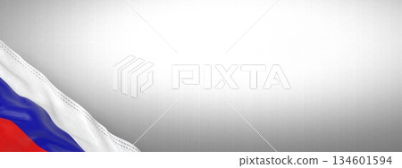 Russia - national flag and gradient background - horizontal banner format - 3D illustration Russia - national flag and gradient background - horizontal banner format - 3D illustration 134601594
