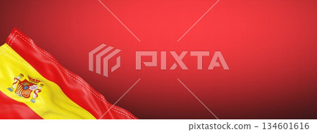 Spain - national flag and gradient background - horizontal banner format - 3D illustration Spain - national flag and gradient background - horizontal banner format - 3D illustration 134601616