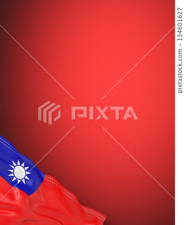 Taiwan - national flag and gradient background - vertical poster - 3D illustration Taiwan - national flag and gradient background - vertical poster - 3D illustration 134601627