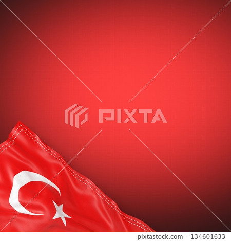 Turkiye - national flag and gradient background - square format - 3D illustration Turkiye - national flag and gradient background - square format - 3D illustration 134601633