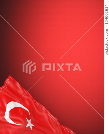 Turkiye - national flag and gradient background - vertical poster - 3D illustration 134601634