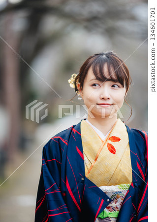 A woman in a kimono A woman in a kimono 134601701