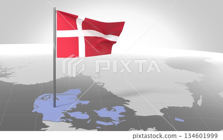Denmark - country border and flag - 3D illustration Denmark - country border and flag - 3D illustration 134601999