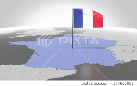 France - country border and flag - 3D illustration 134602002