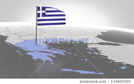 Greece - country border and flag - 3D illustration Greece - country border and flag - 3D illustration 134602005