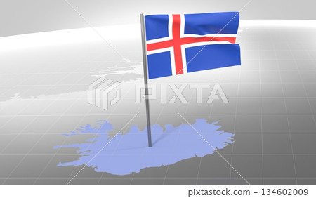 Iceland - country border and flag - 3D illustration Iceland - country border and flag - 3D illustration 134602009