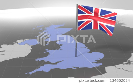 United Kingdom - country border and flag - 3D illustration 134602034