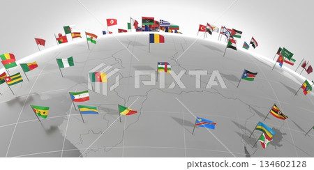 Africa - countries' borders and flags - 3D illustration Africa - countries' borders and flags - 3D illustration 134602128