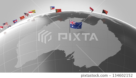 Australia - map and national flag - 3D illustration Australia - map and national flag - 3D illustration 134602152