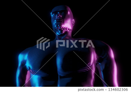 Man hologram - chest and head - 3D illustration 134602306