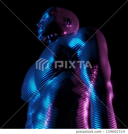 Man hologram - chest and head - 3D illustration 134602314