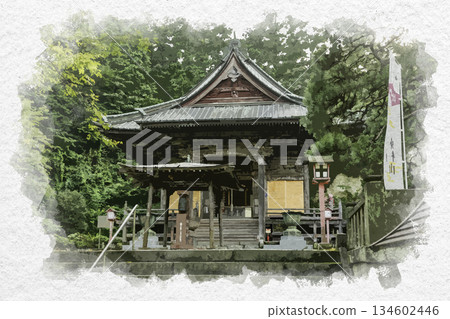 水彩風格岩殿觀音，埼玉縣東松山市正法寺觀音堂 134602446
