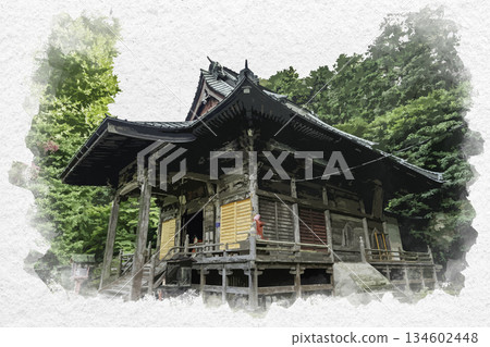 水彩風格岩殿觀音，埼玉縣東松山市正法寺觀音堂 134602448