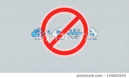 VPN Connection Prohibited Diagram With Red Ban Symbol 134602656
