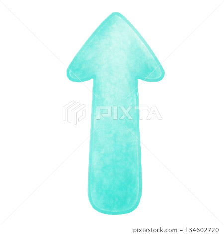 水彩風格的向上箭頭，亮蒂芙尼藍，透明背景 134602720