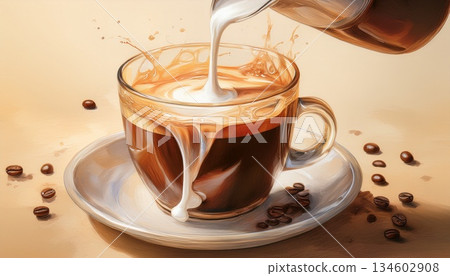 pouring coffee into a cup pouring coffee into a cup 134602908