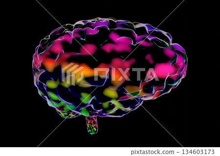 Human brain isolated on black background - 3D illustration Human brain isolated on black background - 3D illustration 134603173
