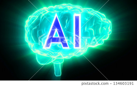 Artificial intelligence, human brain - 3D illustration 134603191