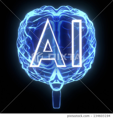 Artificial intelligence, human brain - 3D illustration 134603194