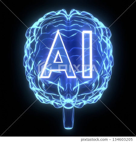 Artificial intelligence, human brain - 3D illustration Artificial intelligence, human brain - 3D illustration 134603205
