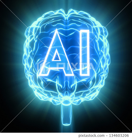 Artificial intelligence, human brain - 3D illustration Artificial intelligence, human brain - 3D illustration 134603206