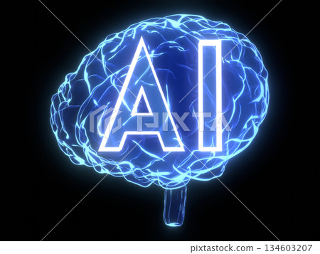 Artificial intelligence, human brain - 3D illustration Artificial intelligence, human brain - 3D illustration 134603207
