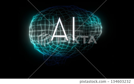 Artificial intelligence concept - geometrical human brain - 3D illustration Artificial intelligence concept - geometrical human brain - 3D illustration 134603232