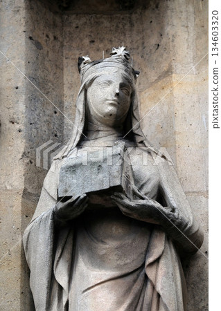 Saint Joan of Valois statue on the portal of the Saint Germain l'Auxerrois church in Paris, France Saint Joan of Valois statue on the portal of the Saint Germain l'Auxerrois church in Paris, France 134603320