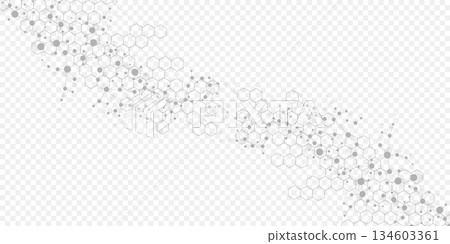 Structure molecule and communication Dna, atom, neurons. Science concept for your design. Connected lines with dots. Medical, technology, chemistry, science background. illustration. 134603361