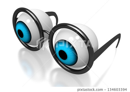 Funny cartoon glasses with eyeballs - optician concept - 3D illustration 134603394