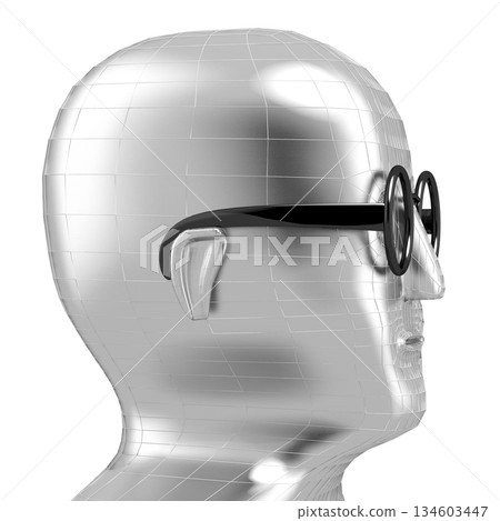 Metal robot wearing glasses - 3D illustration 134603447