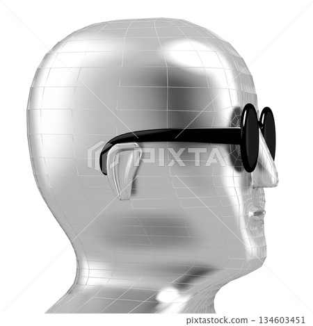 Metal robot wearing sunglasses - 3D illustration 134603451