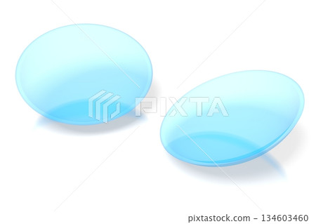 Two contact lenses isolated on white background - 3D illustration 134603460