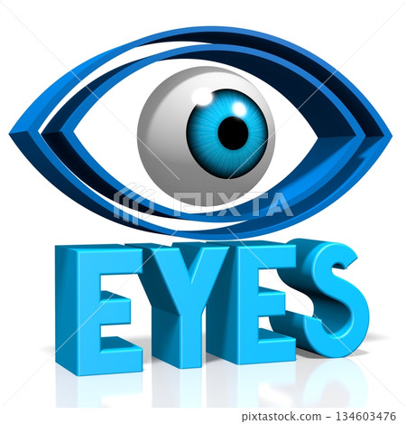 Eyes word and eye shape - 3D illustration Eyes word and eye shape - 3D illustration 134603476