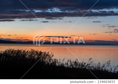 Lake Saroma dyed in the sunset Lake Saroma dyed in the sunset 134603655