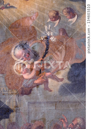 Saint Joseph holding baby Jesus altarpiece in the church of Saint Leonard of Noblac in Kotari, Croatia 134603810