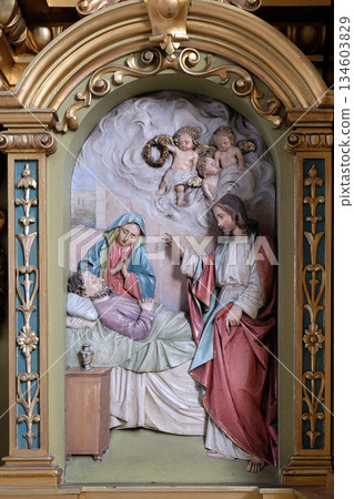 Death of Saint Joseph, altar in the Basilica of the Sacred Heart of Jesus in Zagreb, Croatia 134603829