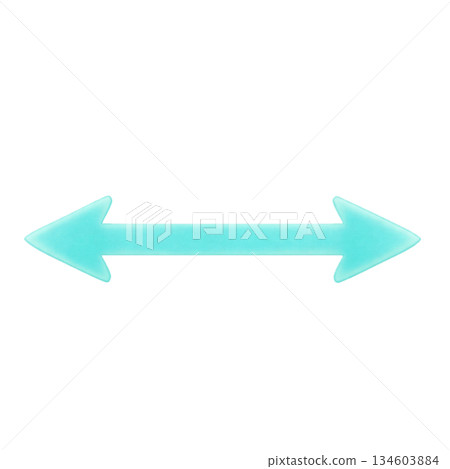 Watercolor-style bidirectional arrow. Tiffany blue horizontal icon for comparison or width. Transparent background. 134603884