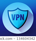 VPN shield icon vector representing Virtual Private Network technology and secure internet connection for online privacy and data protection concepts 134604342