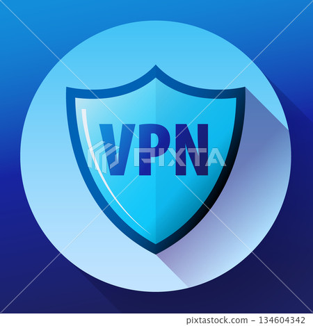 VPN shield icon vector representing Virtual Private Network technology and secure internet connection for online privacy and data protection concepts 134604342