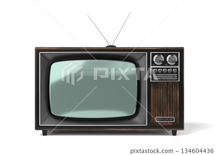 Retro television set isolated on white background - 3D illustration 134604436